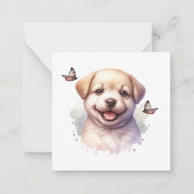 Puppy and Butterflies  Note Card (Front)