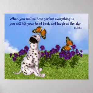 Puppy And Butterfly Buddha Inspirational Quote Poster