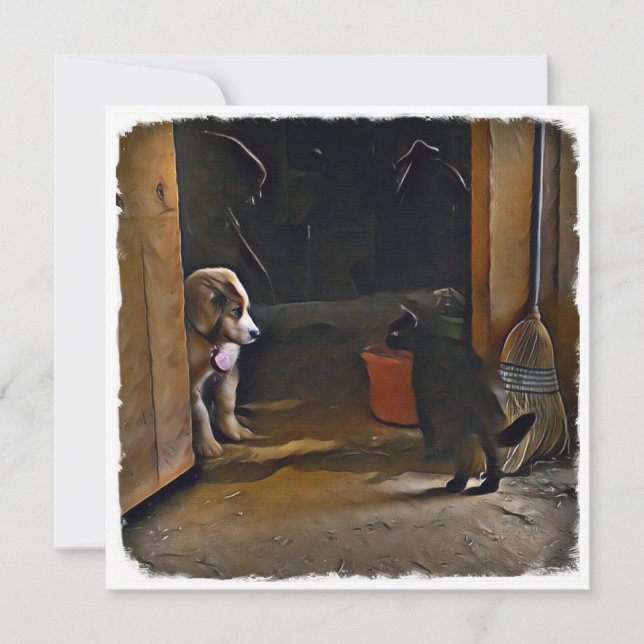 puppy and cat notecard. note card (Front)