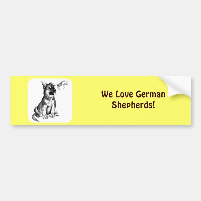 Puppy and Grasshopper Bumper Sticker (Front)