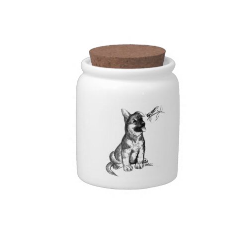 Puppy and Grasshopper Candy Jar