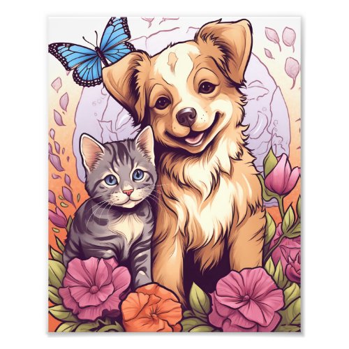 Puppy and KittenButterfly and Flower Game  Photo Print