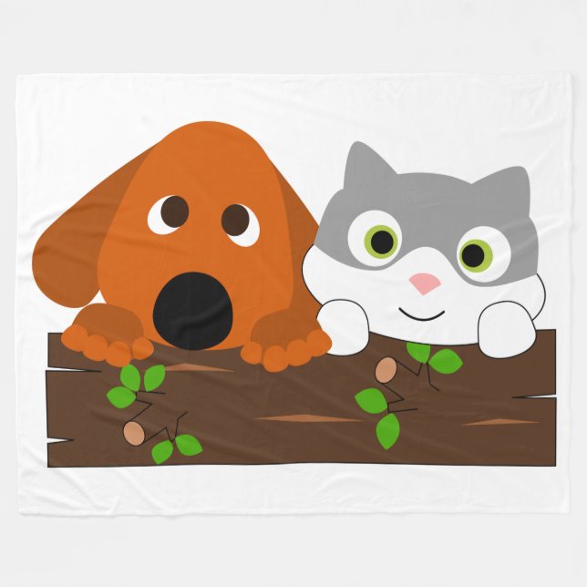 Puppy and Kitten Fleece Blanket (Front (Horizontal))