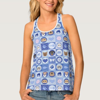 Puppy and Kitten Love - Blue Tank Top