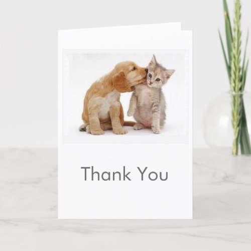 Puppy and Kitten Thank You Card