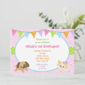 Puppy and Kitty Birthday Invitations (Standing Front)
