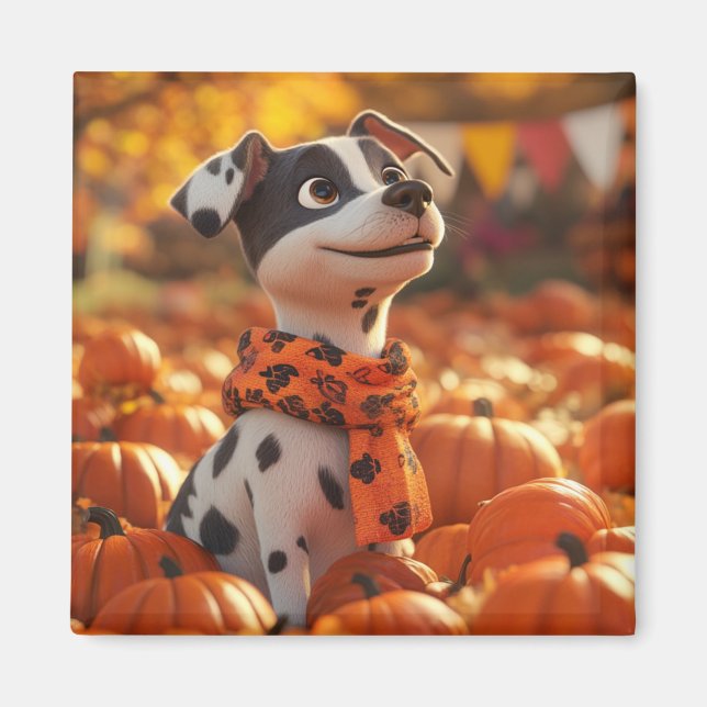Puppy and Pumpkins Magnet (Front)