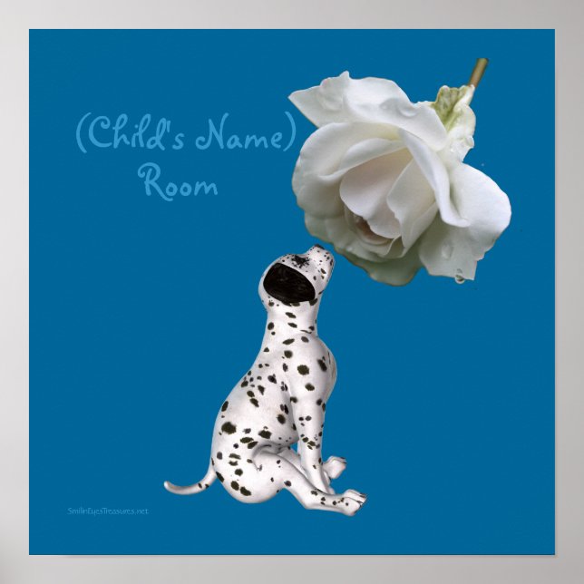 Puppy And Rose Kids Room Personalized Poster (Front)