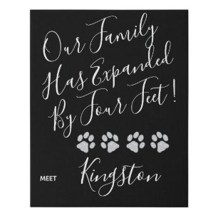 Puppy Announcement - Black Elegant Modern New Pet Faux Canvas Print