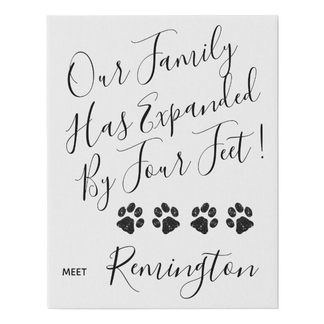 Puppy Announcement - Elegant Modern White New Pet Faux Canvas Print (Front)