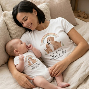 Puppy Baby First Mother’s Day Soft Pastel Rainbow Bodysuit