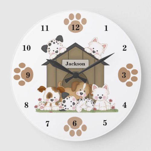 Puppy Baby Nursery Kids Large Clock
