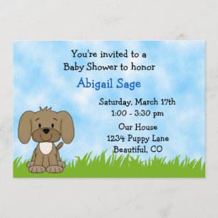 Puppy Baby Shower Invitation for Boys
