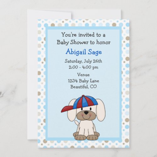 Puppy Baseball Baby Shower Invitation for Boys
