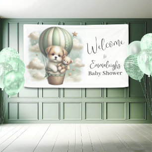 Puppy Bear Adventure Balloon Baby Shower Welcome Banner