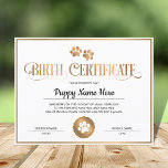 Puppy Birth Certificate Paw Print<br><div class="desc">Puppy Birth Certificate Paw Print</div>