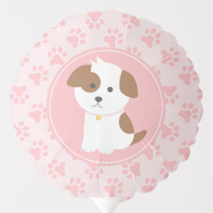 Puppy Birthday Balloon pink paw prints