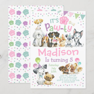 Puppy Birthday Invitation, Dog Birthday Party Invitation