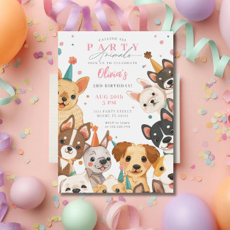 Puppy Birthday Invitation Dog Party Girl Birthday