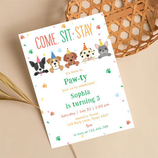 Puppy Birthday Invitation Dog Party Pawty