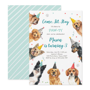 Puppy Birthday Invitation Dog Party Pawty Boy