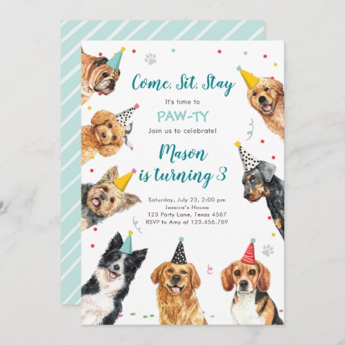 Puppy Birthday Invitation Dog Party Pawty Boy
