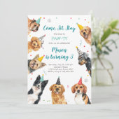 Puppy Birthday Invitation Dog Party Pawty Boy (Standing Front)