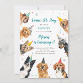 Puppy Birthday Invitation Dog Party Pawty Boy (Front)