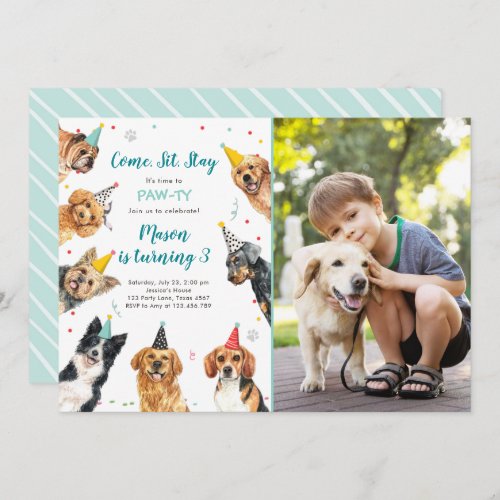 Puppy Birthday Invitation Dog Party Pawty Boy