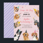 Puppy Birthday Invitation Dog Party Pawty Girl<br><div class="desc">Dog Puppy Birthday themed invitation for your perfect celebration.</div>