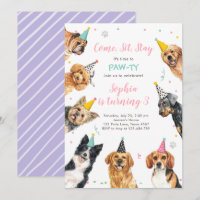 Puppy Birthday Invitation Dog Party Pawty Girl