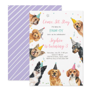 Puppy Birthday Invitation Dog Party Pawty Girl