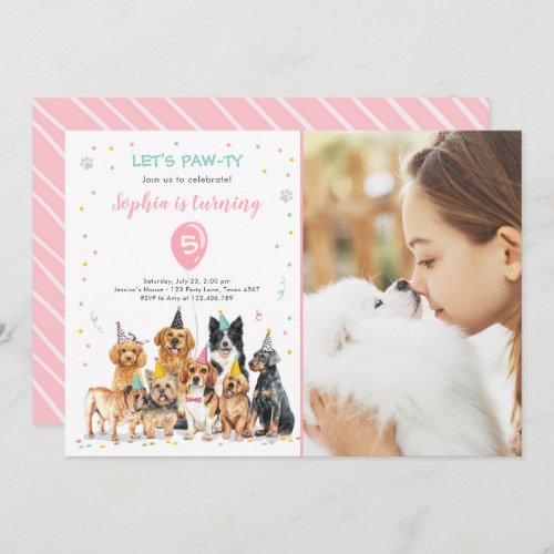 Puppy Birthday Invitation Dog Party Pawty Girl