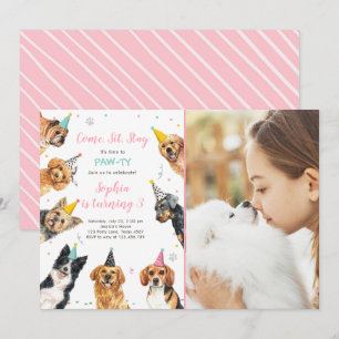 Puppy Birthday Invitation Dog Party Pawty Girl