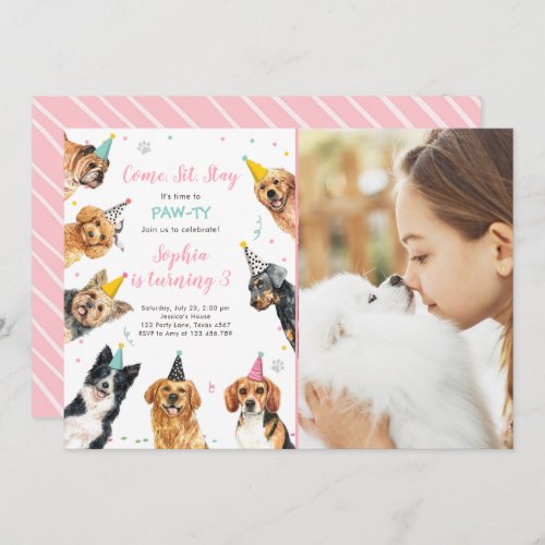 Puppy Birthday Invitation Dog Party Pawty Girl