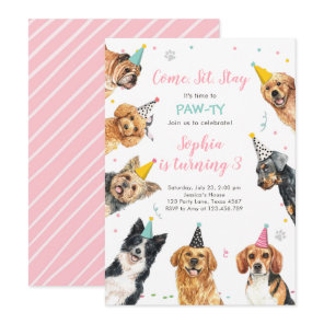 Puppy Birthday Invitation Dog Party Pawty Girl