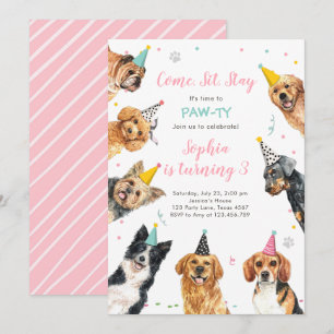 Puppy Birthday Invitation Dog Party Pawty Girl