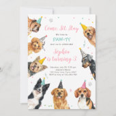 Puppy Birthday Invitation Dog Party Pawty Girl (Front)