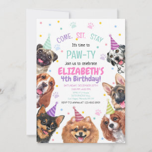 Puppy Birthday Invitation Dog Party Pawty Girl