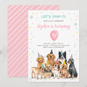 Puppy Birthday Invitation Dog Party Pawty Girl