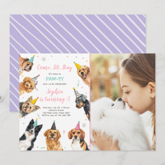 Puppy Birthday Invitation Dog Party Pawty Girl