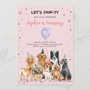 Puppy Birthday Invitation Dog Party Pawty Girl