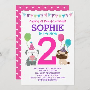 Puppy Birthday Invitation For Girls by PrinterFairy at Zazzle