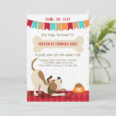 Puppy Birthday Invitation Paw-ty Puppy Party (Standing Front)