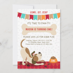 Puppy Birthday Invitation Paw-ty Puppy Party