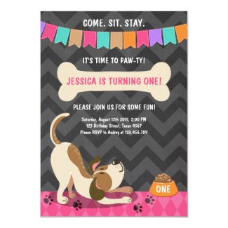 Puppy Birthday Invitation Paw-ty Puppy Party