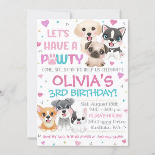 Puppy Birthday Invitation   Puppy Pawty Invitation
