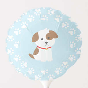 Puppy birthday party balloon blue paw prints