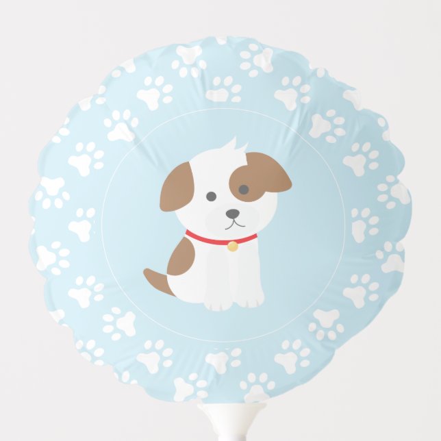 Puppy birthday party balloon blue paw prints (Front)