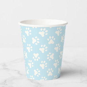 Puppy birthday party blue paw prints paper cups